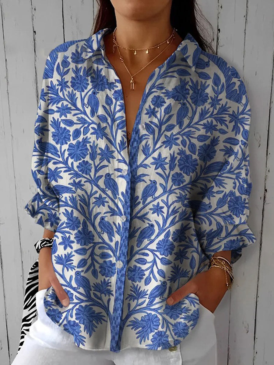 Frederikke | Blue Garden Floral Blouse