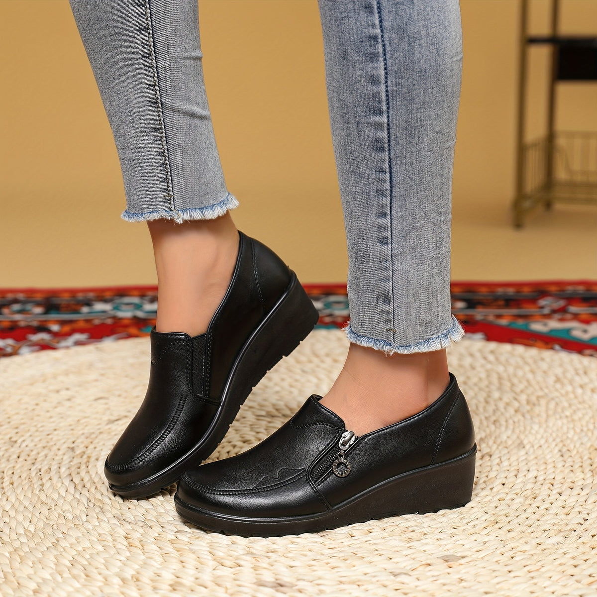 Briar Side-Zip Wedge Loafers