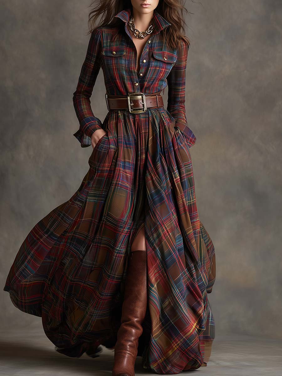 Fabia | Belted Check Shirt Dress