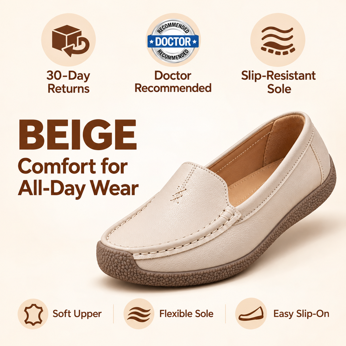 Beverly comfort loafers in Beige