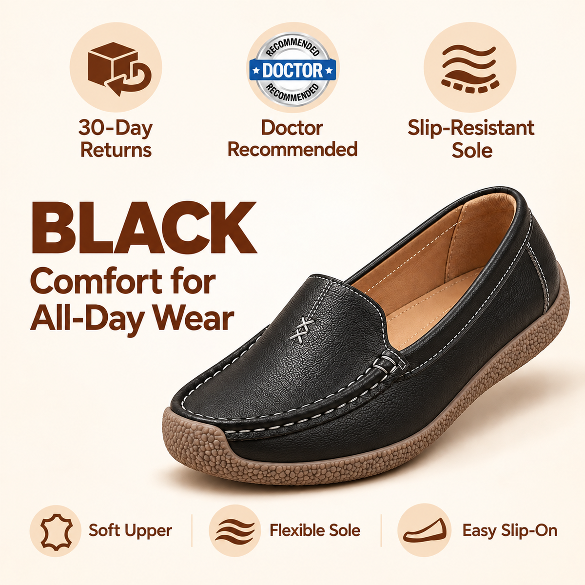 Beverly comfort loafers in Black