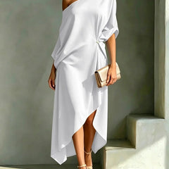 Mercedes | One-Shoulder Asymmetrical Midi Dress