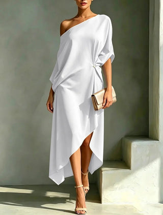 Mercedes | One-Shoulder Asymmetrical Midi Dress