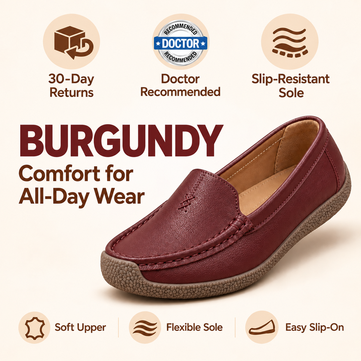 Beverly comfort loafers in Burgundy