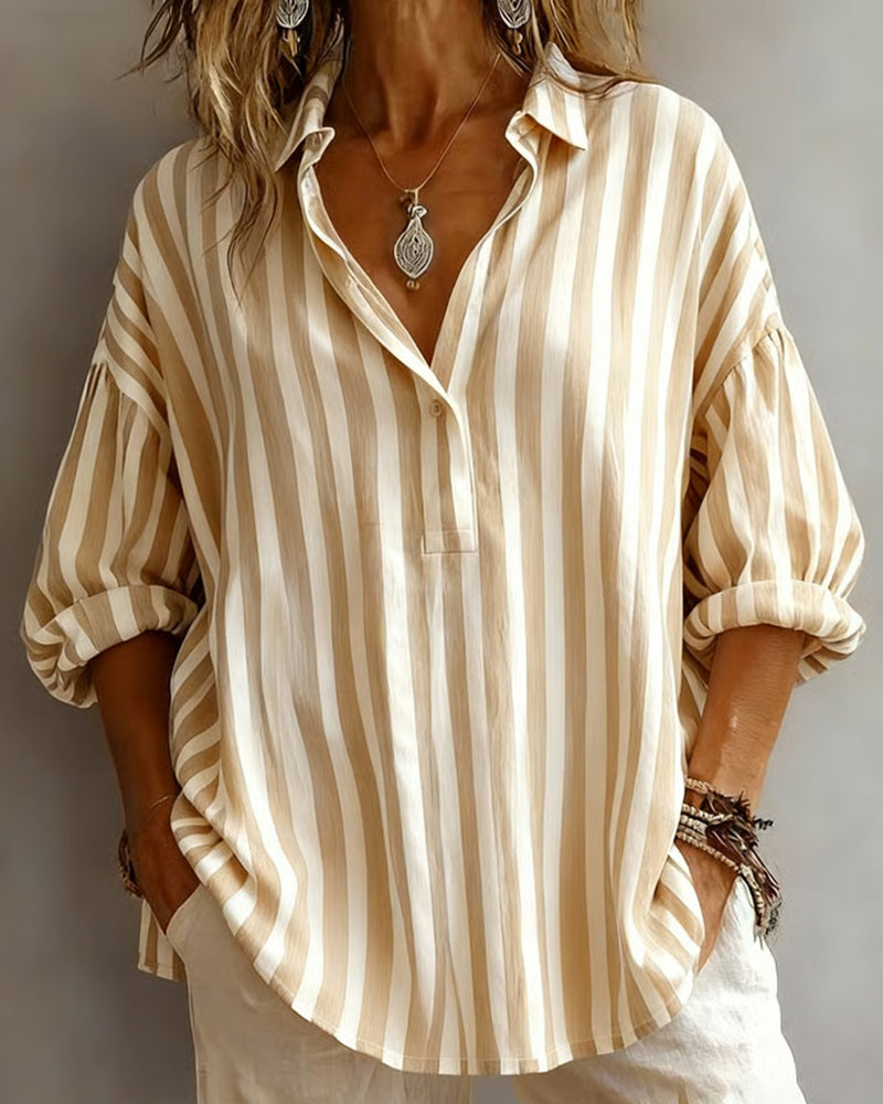 Nora | Loose Striped Collared Blouse