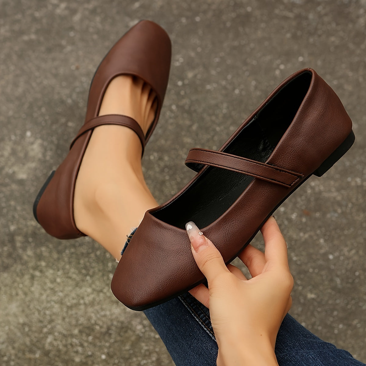 Mirabel Square-Toe Mary Jane Flats