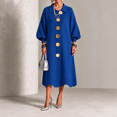 Vada relaxed button-down maxi dress in Blue