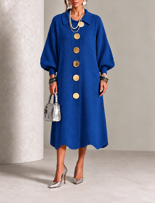 Vada relaxed button-down maxi dress in Blue