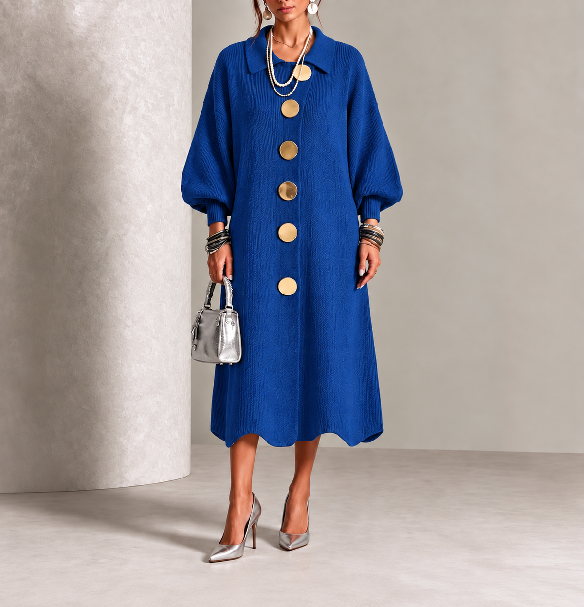 Vada relaxed button-down maxi dress in Blue