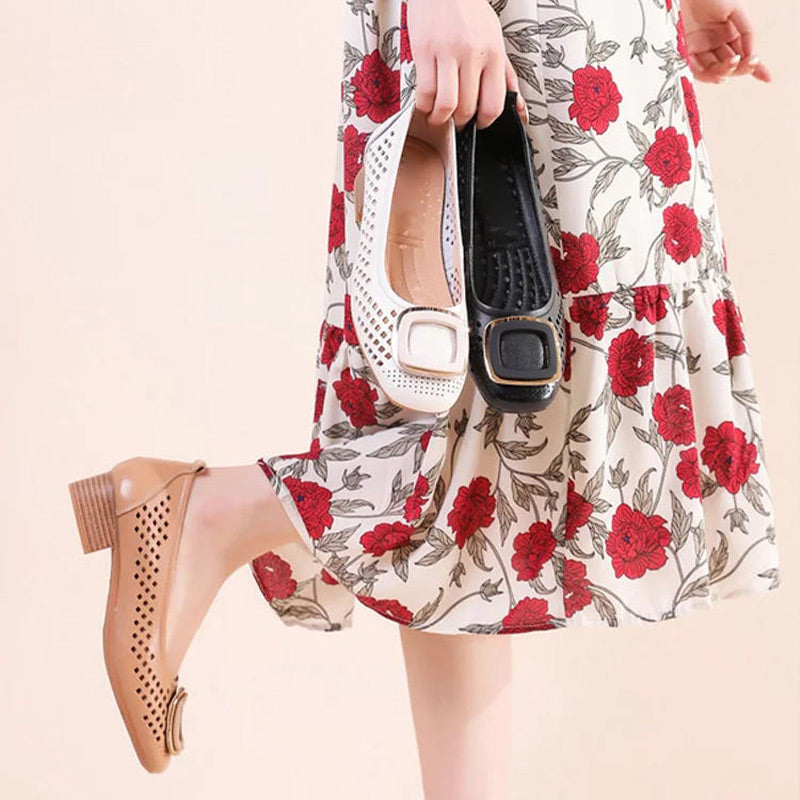 Bernice square buckle soft shoes detail