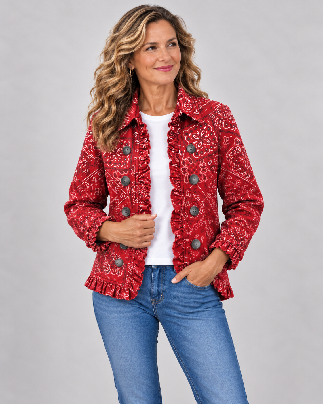 Criselle™ | Bohemian Paisley Ombré Print Ruffled Jacket