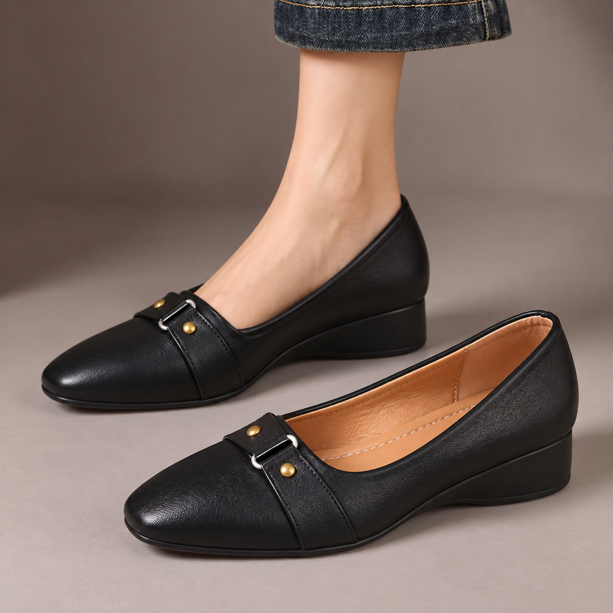 Hestia Buckle Detail Wedge Loafers