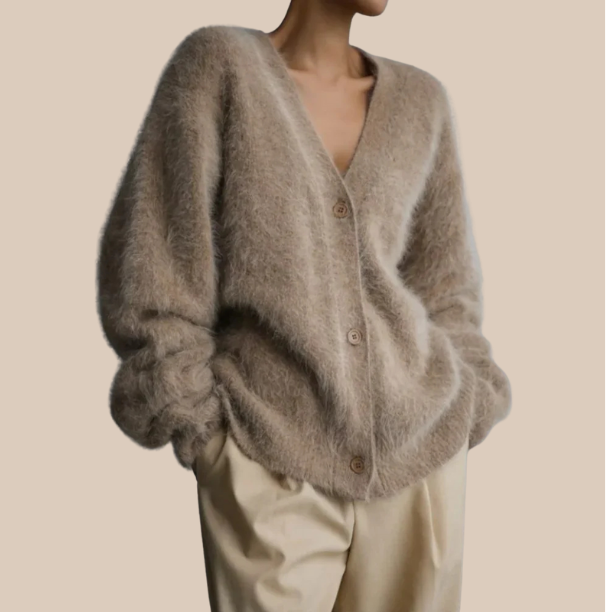 Lumia | Fuzzy V-Neck Oversized Cardigan