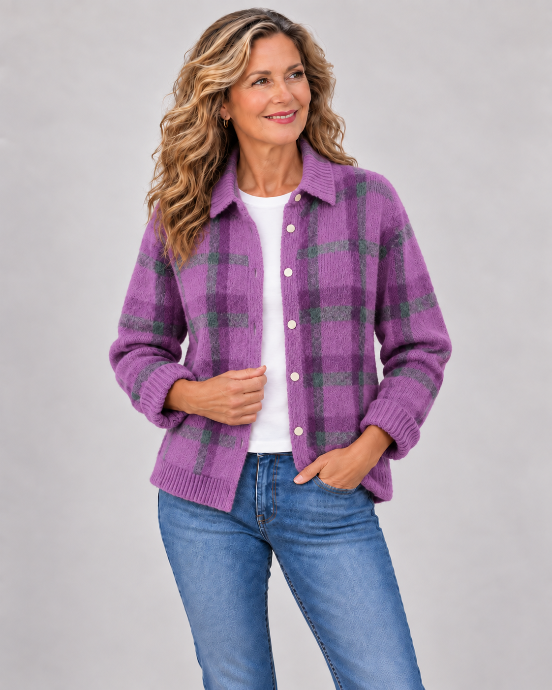 Rebecca™ | Relaxed Fit Checked Cardigan