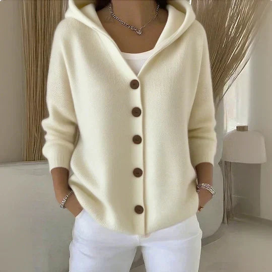 Zoé | Hooded Button-Up Knit Cardigan