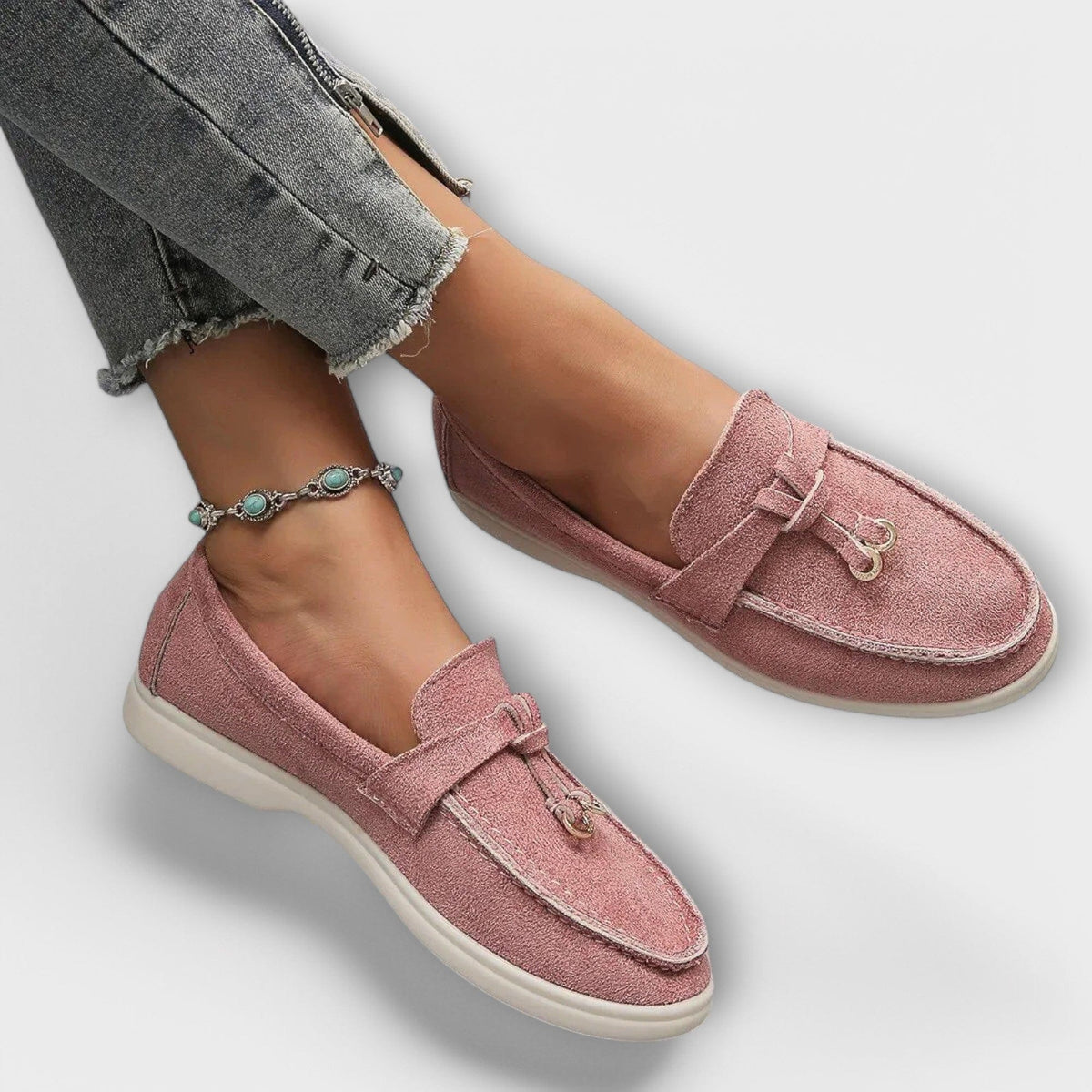 Sylvie soft tassel charm loafers in Pink