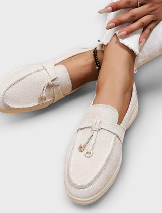 Sylvie soft tassel charm loafers in Ivory