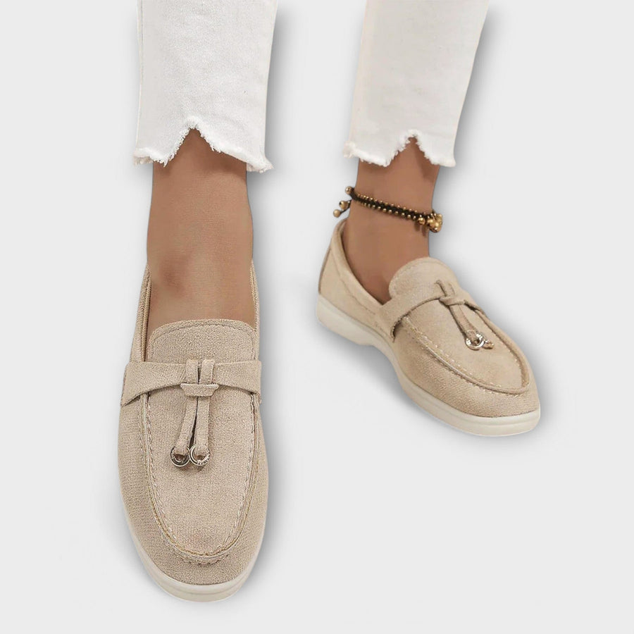 Sylvie soft tassel charm loafers in Khaki