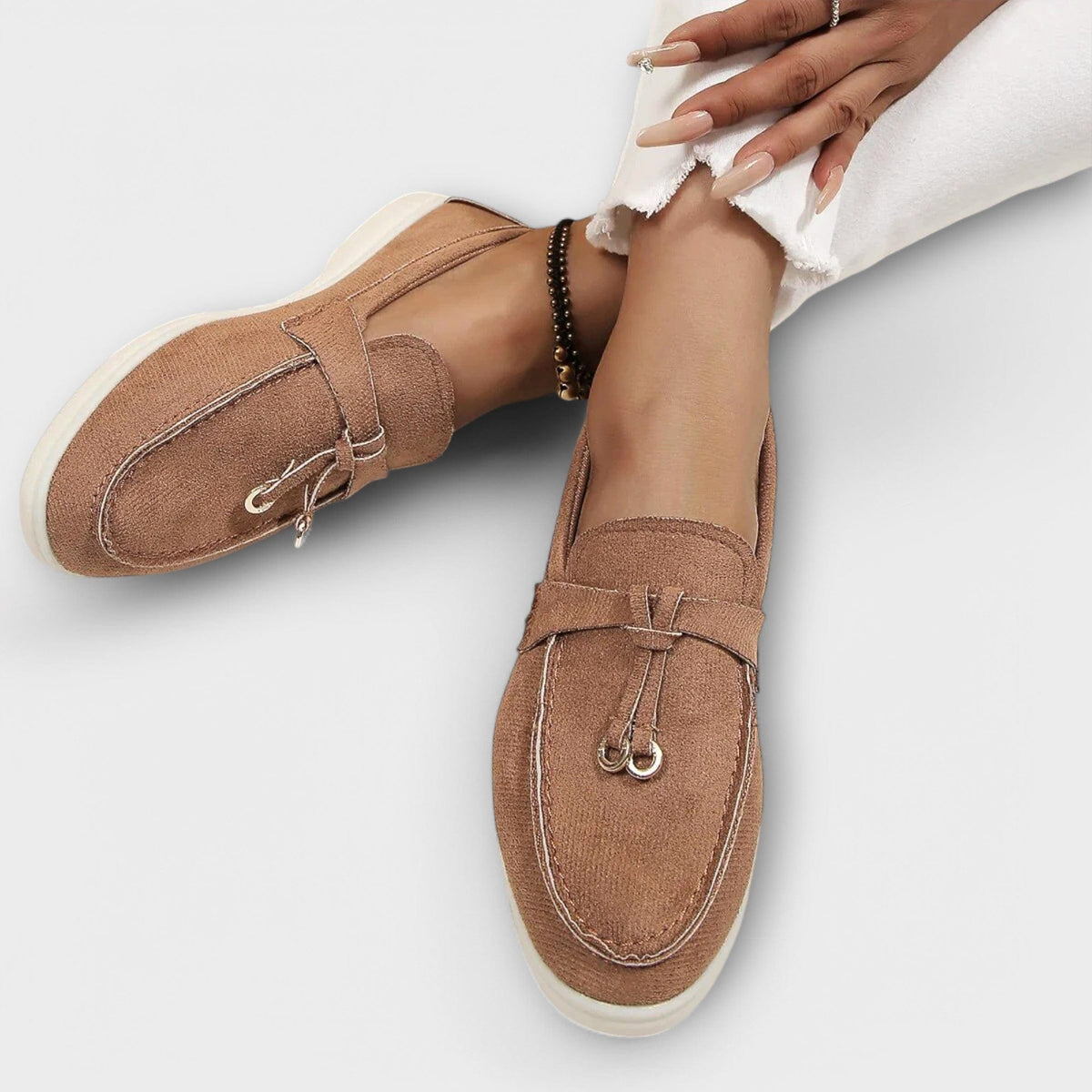 Sylvie soft tassel charm loafers in Brown