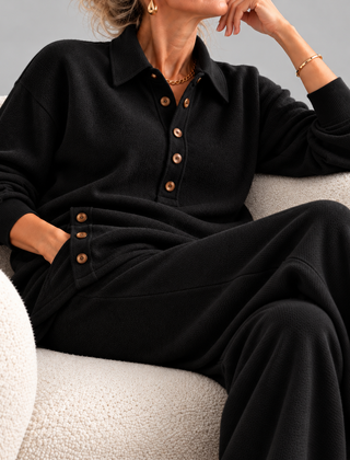 Tracy knit lounge set in Black