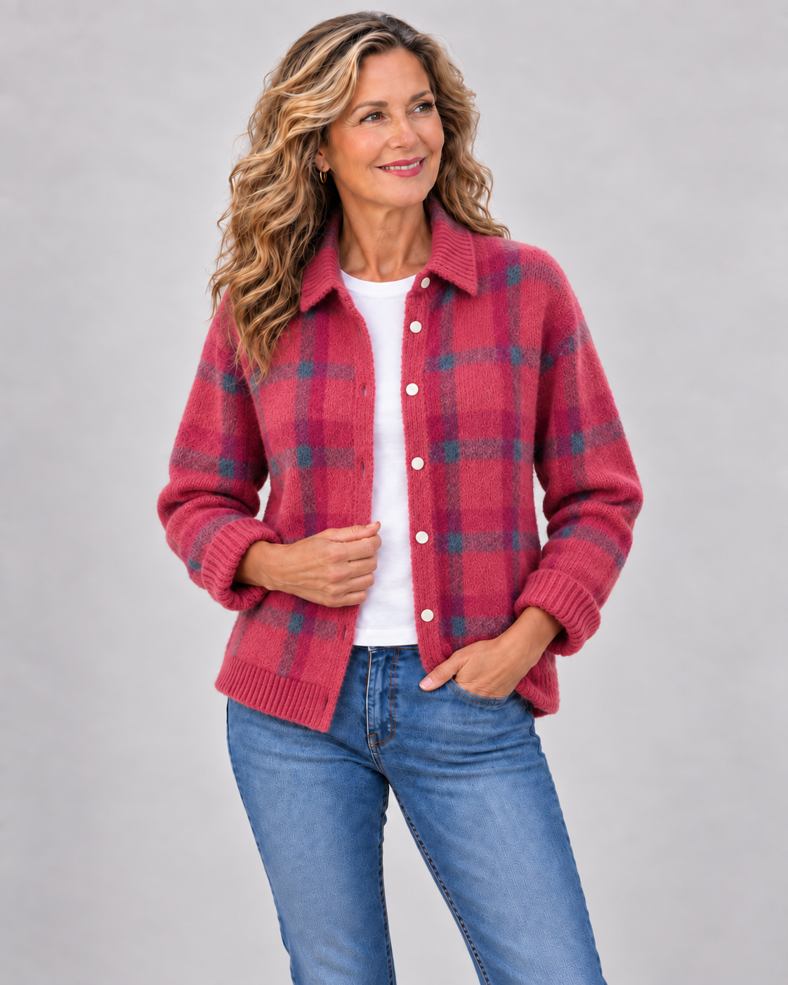 Ashley™ | Classic Collared Plaid Cardigan