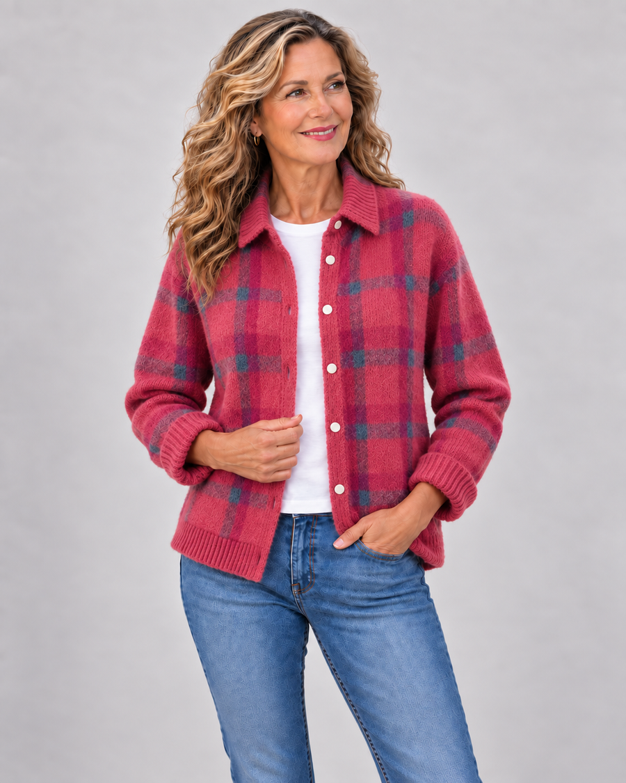 Ashley™ | Classic Collared Plaid Cardigan