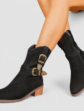 Alvina Orthopedic Western Boots in Black