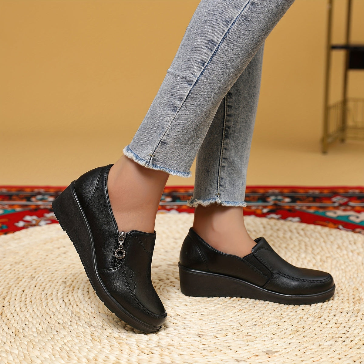 Briar Side-Zip Wedge Loafers