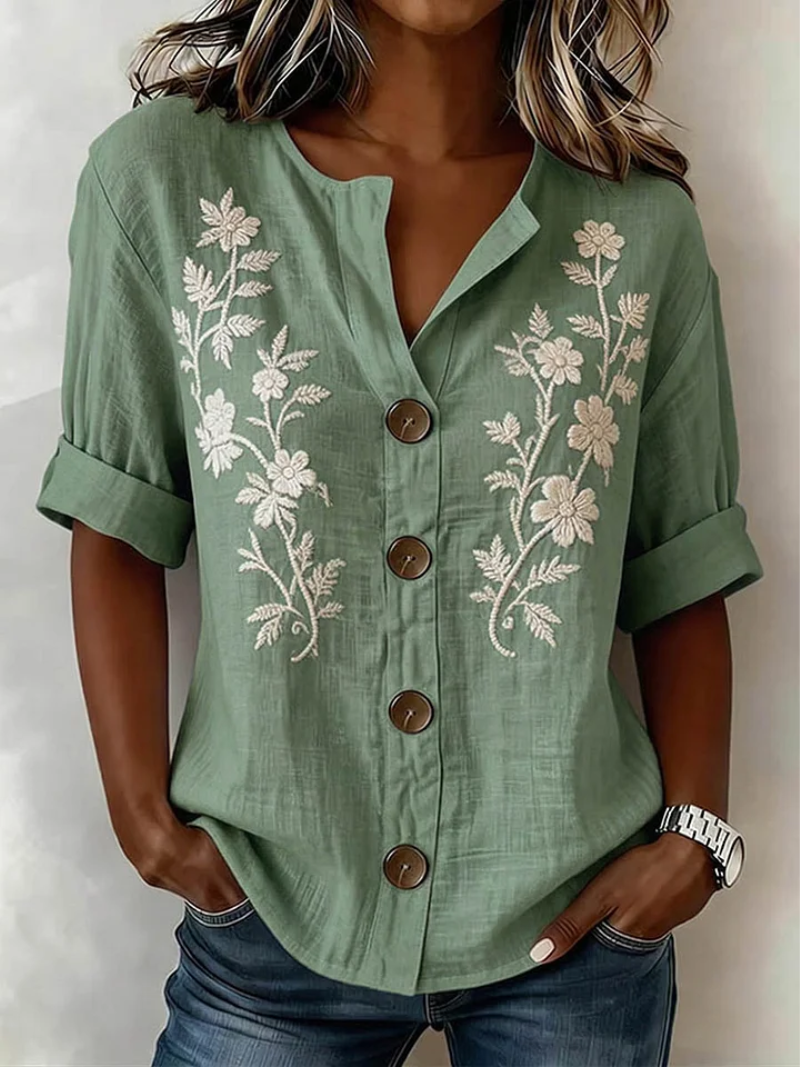 Gomez | Elegant Top With Floral Embroidery