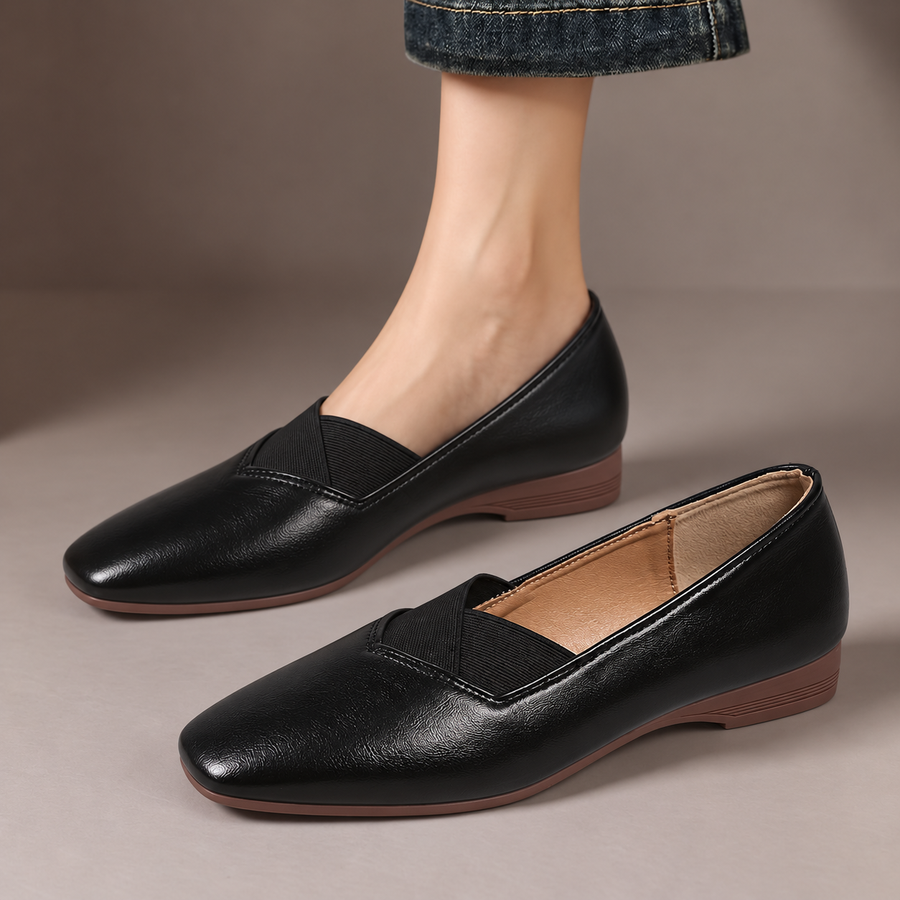 Annalise Cross-Strap Square-Toe Flats