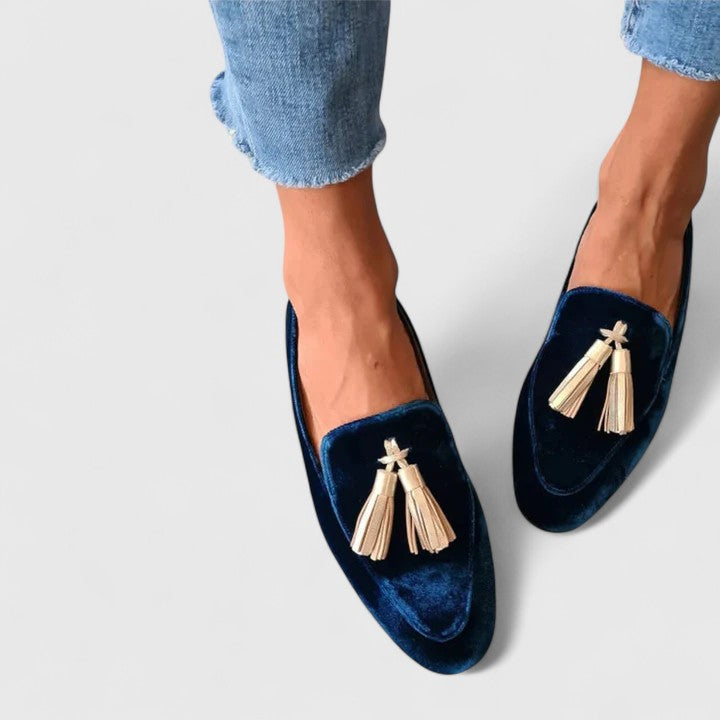 Felicity navy tassel loafers