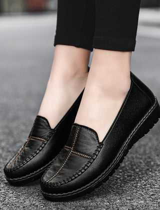 Morwen Stitched Comfort Loafers in Black