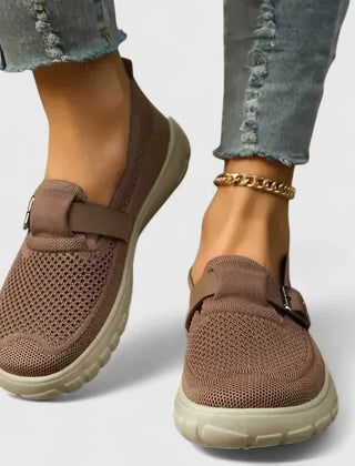 Fiona buckle strap slip-on shoes in Brown