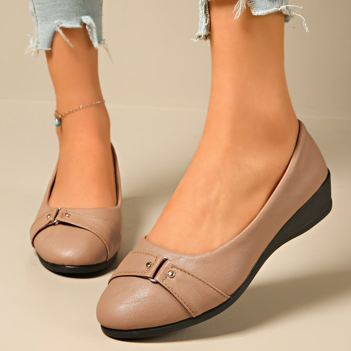 Hestia Buckle Detail Wedge Loafers