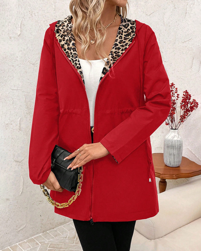 Lorna reversible hooded coat in Red 8