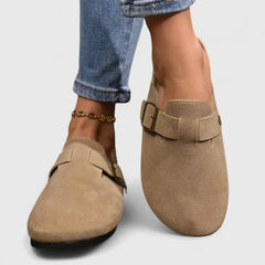 Janie buckle strap comfort clogs in Mocha