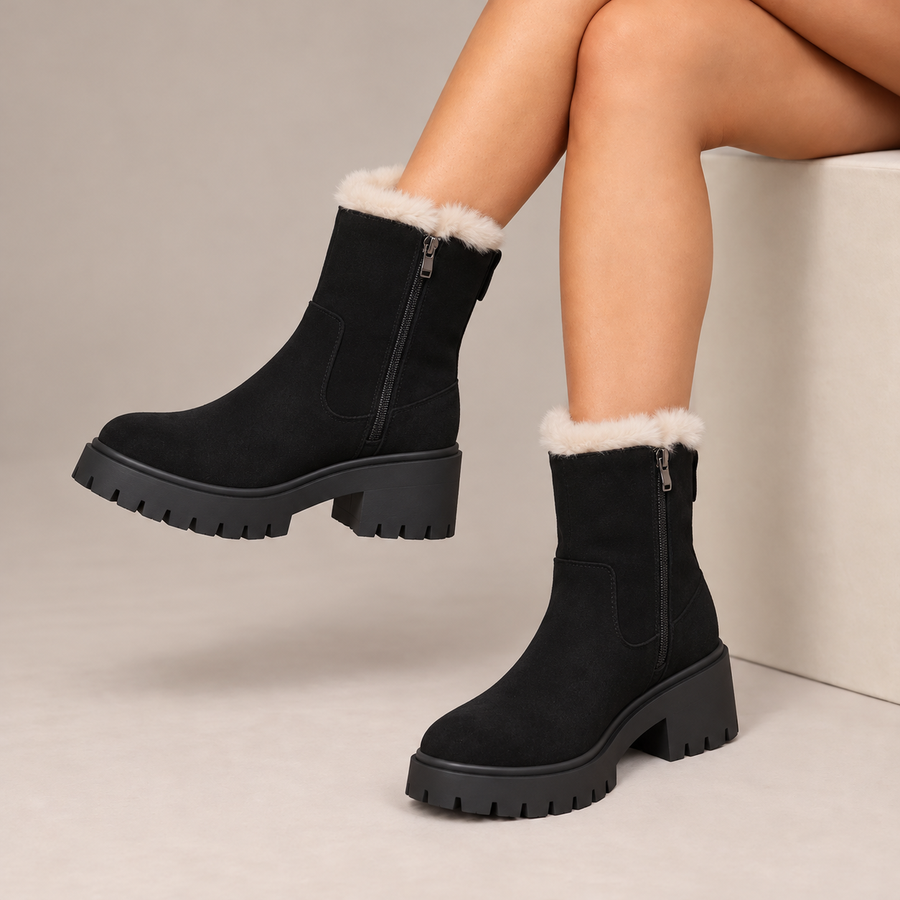 Wynne Plush-Lined Platform Ankle Boots