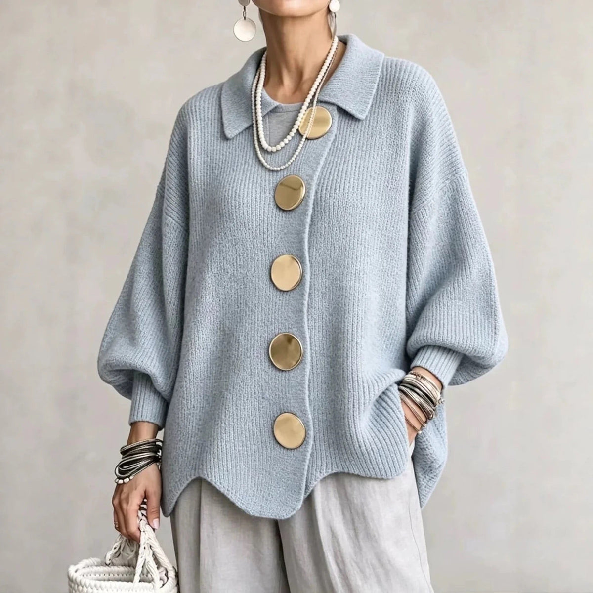 Hildy oversized cozy cardigan in Sky Blue