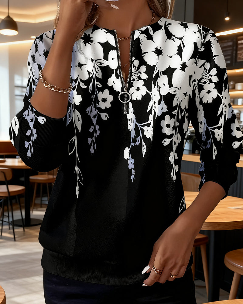 Wilma | Printed Half-Zip Sweatshirt