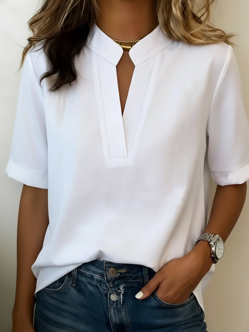 Loise | Collared Short Sleeve Blouse