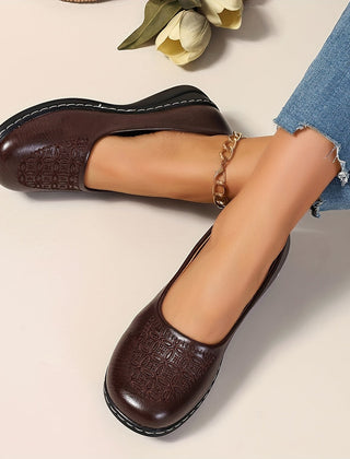 Delaney Patterned Comfort Slip-Ons in Coffee