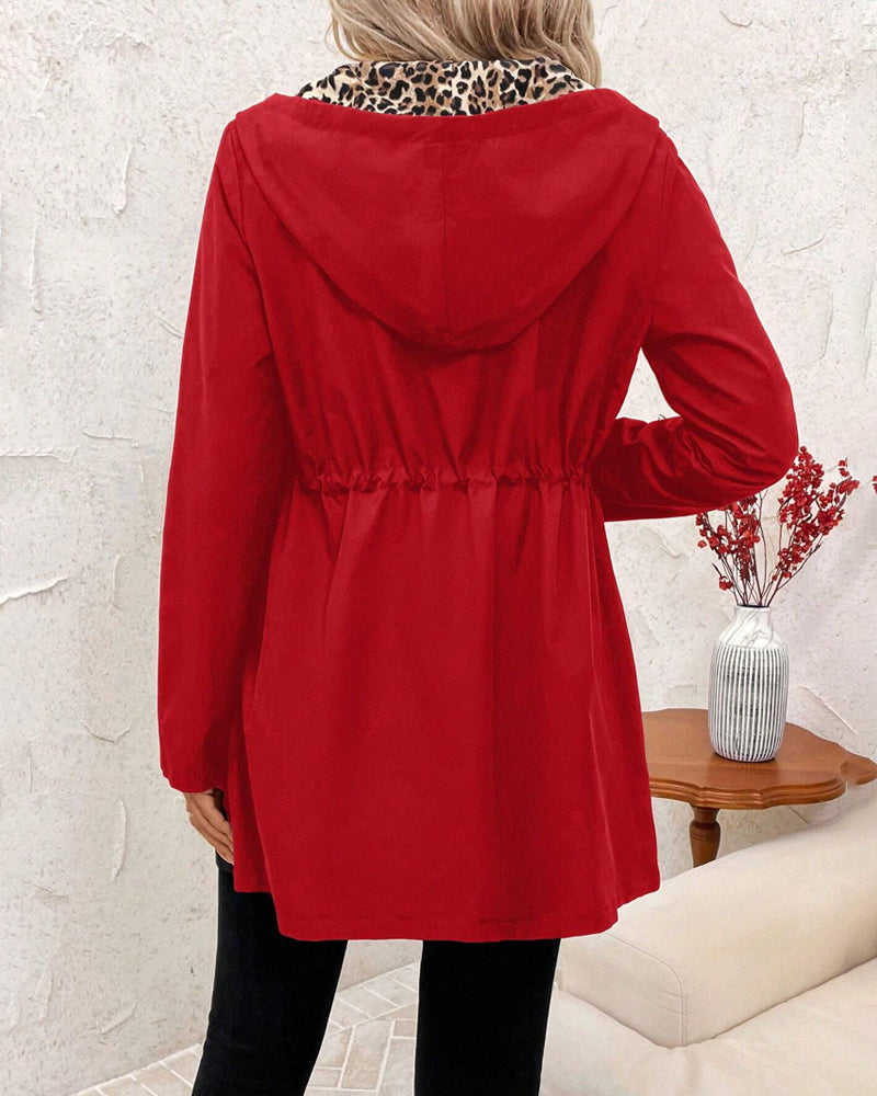 Lorna reversible hooded coat in Red 4