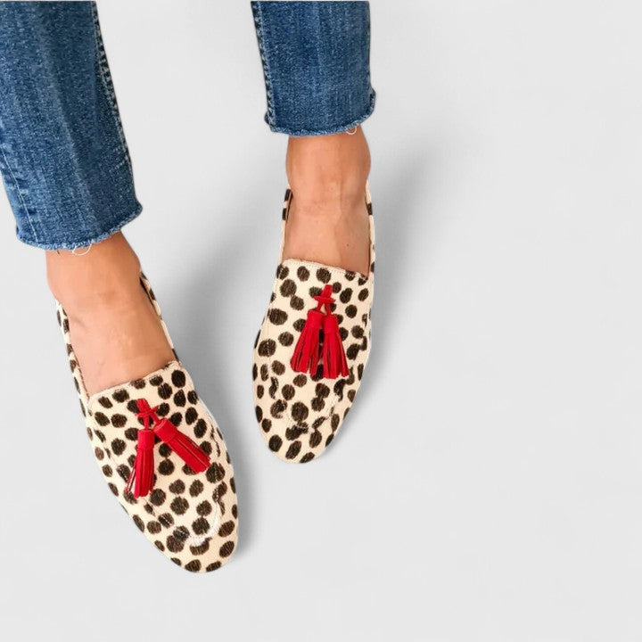 Paloma leopard tassel pointed flats in Leopard