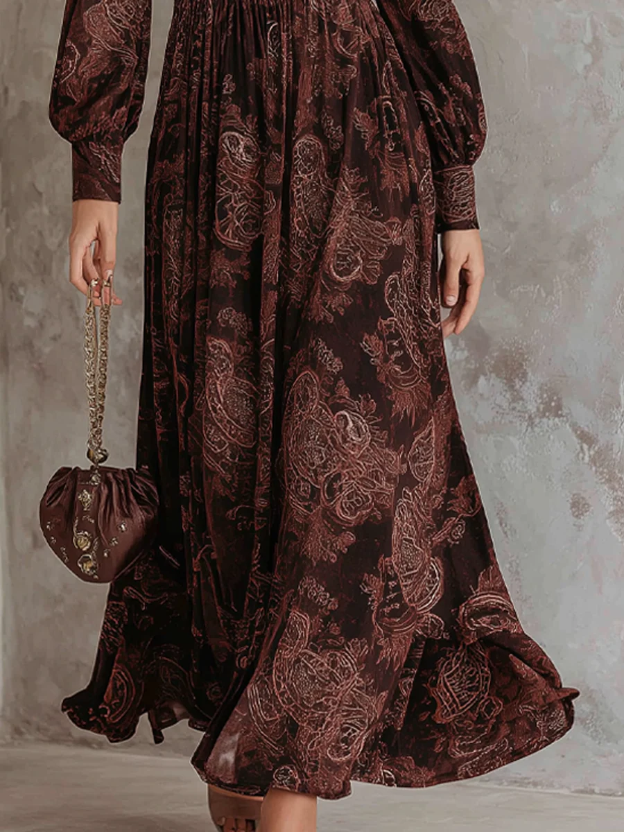 Eldora | Paisley Zip-Neck Midi Dress