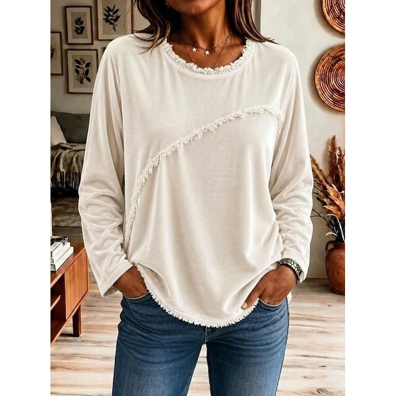 Bethany | Fringe Trim Long Sleeve Tunic