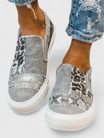 Zora animal print slip-on sneakers in Gray