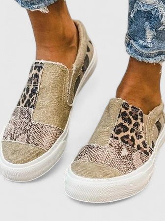 Zora animal print slip-on sneakers in Khaki