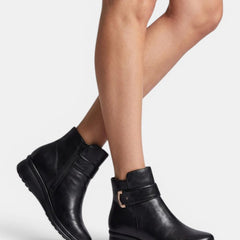 Dorrie Side-Zip Buckle Strap Ankle Boots