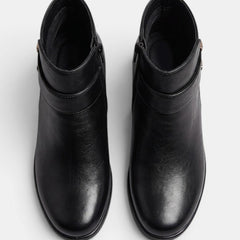 Dorrie Side-Zip Buckle Strap Ankle Boots