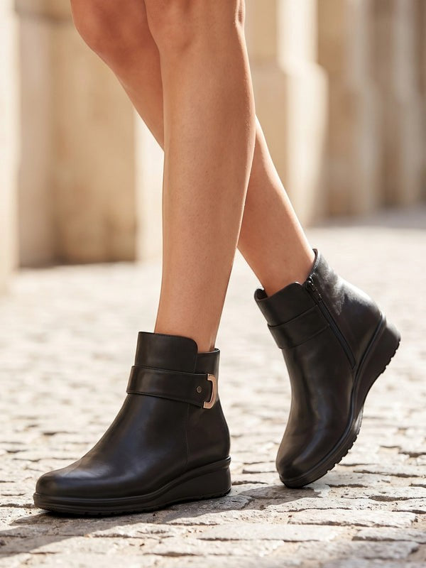 Dorrie Side-Zip Buckle Strap Ankle Boots